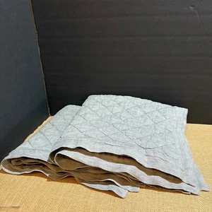 Pottery Barn Flax Linen Diamond Quilted Euro Shams (2) 26 X26 Heathered Charcoal - Picture 1 of 14