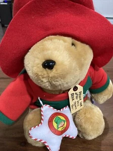 15" BROWN PADDINGTON BEAR STUFFED ANIMAL PLUSH W/ 1995 CHRISTMAS ORNAMENT SEARS - Picture 1 of 11