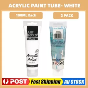 2 x 100ml White Acrylic Paint Tube Water Based Art Non Toxic Tube Draw Kids Gift - Picture 1 of 3