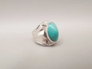 Men's Natural Oval Cut turquoise Feroza sterling Silver 925 Ring - Picture 1 of 7