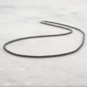 Hematite Necklace, Hematite Bead, Ultra Delicate, 2mm Hematite Beads - Picture 1 of 6