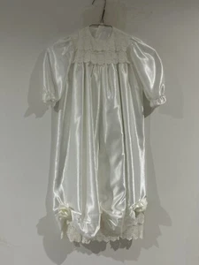 Vintage Puppy Love Ivory Satin/White Long Baby Christening/Baptismal Gown Size 0 - Picture 1 of 24