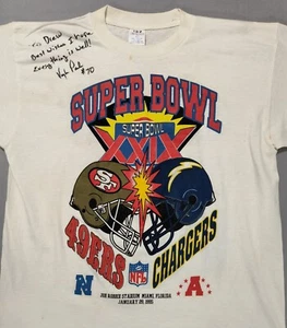 vintage Super Bowl XXIX t shirt signed #70 Vaughn Parker Chargers 49ERS TOP SST - Picture 1 of 24