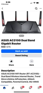ASUS AC3100 Dual Band RTAC3100 Gaming Router - Photo 1/4