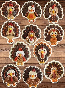 Turkey Thanksgiving Sugar Cookie Die Cut Stickers Set Laptop Sticker - Picture 1 of 1