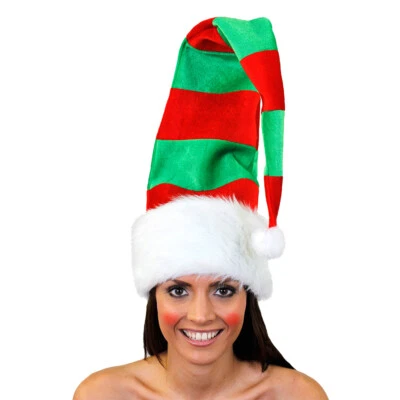 ILOVEFANCYDRESS ADULTOS ELFO SOMBRERO ROJO Y VERDE SANTA CLAUS AYUDANTE NAVIDAD NAVIDAD DISFRACES DE NAVIDAD