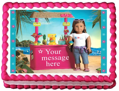 AMERICAN GIRL Kanani Doll Edible Party cake topper image Cover