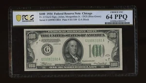 DBR 1934 $100 DGS FRN Chicago Fr. 2152-Gdgs PCGS-B 64 PPQ Serial G09983180A - Picture 1 of 2