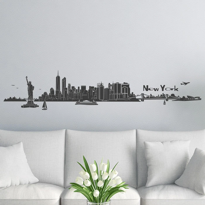 Skyline Münster als Wandtattoo Wandaufkleber Wanddeko Aufkleber von Wandkings 021 - gelb XXXL | 300 x 84 cm