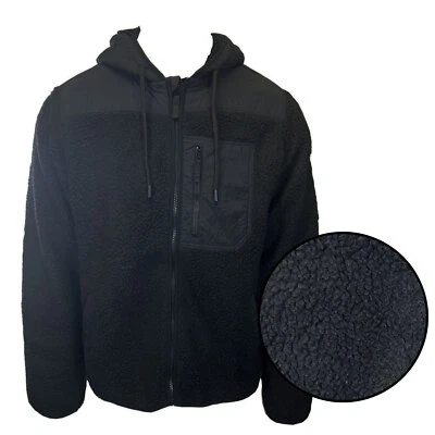 Chaqueta negra auténtica Sherpa polar de peluche Jack & Jones para hombre (S01) Foto 1 de 4