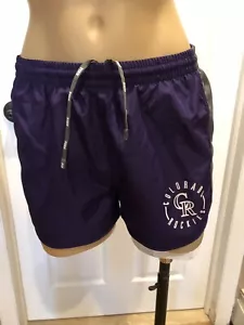 NWT VICTORIAS SECRET "PINK" COLORADO ROCKIES GYM ATHLETIC SHORTS PURPLE GRAY XS - Picture 1 of 8