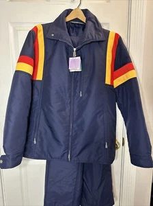 Vintage BOGNER Ski Jacket & Pants Blue Red Yellow Stripes Set - Picture 1 of 15