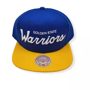 Mitchell & Ness Golden State Warriors Classic Script HWC Adjustable Snapback Hat - Picture 1 of 6