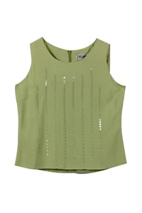 TOP CANOTTA PIERRE CARDIN TAGLIA 44 VERDE CON PAILLETTES - Imagen 1 de 4
