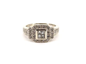 14KT White Gold 5.32g Diamond Ring Size 7.25, 1/2cttw Approx. - Picture 1 of 12