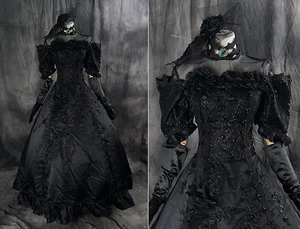 A-277 Vocaloid Miku Cosplay Disfraz Gótico Victoriano Negro Vestido Noche Boda - Imagen 1 de 12