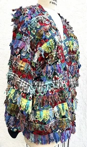 Paula Sweet SMALL Muslin Mink Bright Color Aloha Roses Confetti Print Jacket - Picture 1 of 22