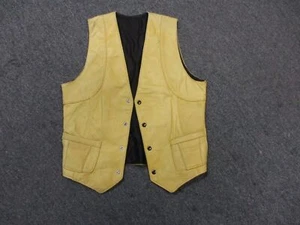 Ladies Size Small Tan Leather Vest Snap Button Front with two side pockets. - Picture 1 of 3