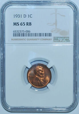 1931 D NGC MS65RB Red and Brown Lincoln Wheat Cent - Image 1 of 2