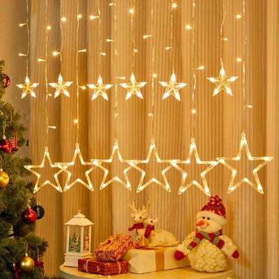 LED Star Fairy String Lights Curtain Window Christmas Party Wedding Xmas Decor - Image 1 of 4