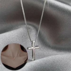 Tiny Cross Pendant Chain 925 Sterling Necklace Silver Chain Womens Jewellery - Picture 1 of 1