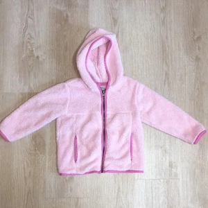 Hanna Anderson Solid Blush Pink Marshmallow Zip Up Fuzzy Soft Jacket 4T - Picture 1 of 6