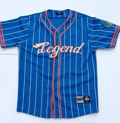 Pink Dolphin Legend Shirt Mens Medium Pinstripe Baseball Jersey Graphic - Image 1 of 4