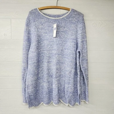 Suéter con dobladillo de vieira azul brillante Elle para mujer talla XL NUEVO CON ETIQUETAS Foto 1 de 4