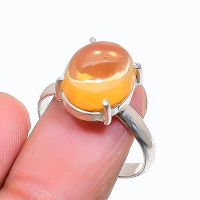 Citrine Gemstone Handmade 925 Sterling Silver Jewelry Ring Size Adjustable I541 - Image 1 of 2