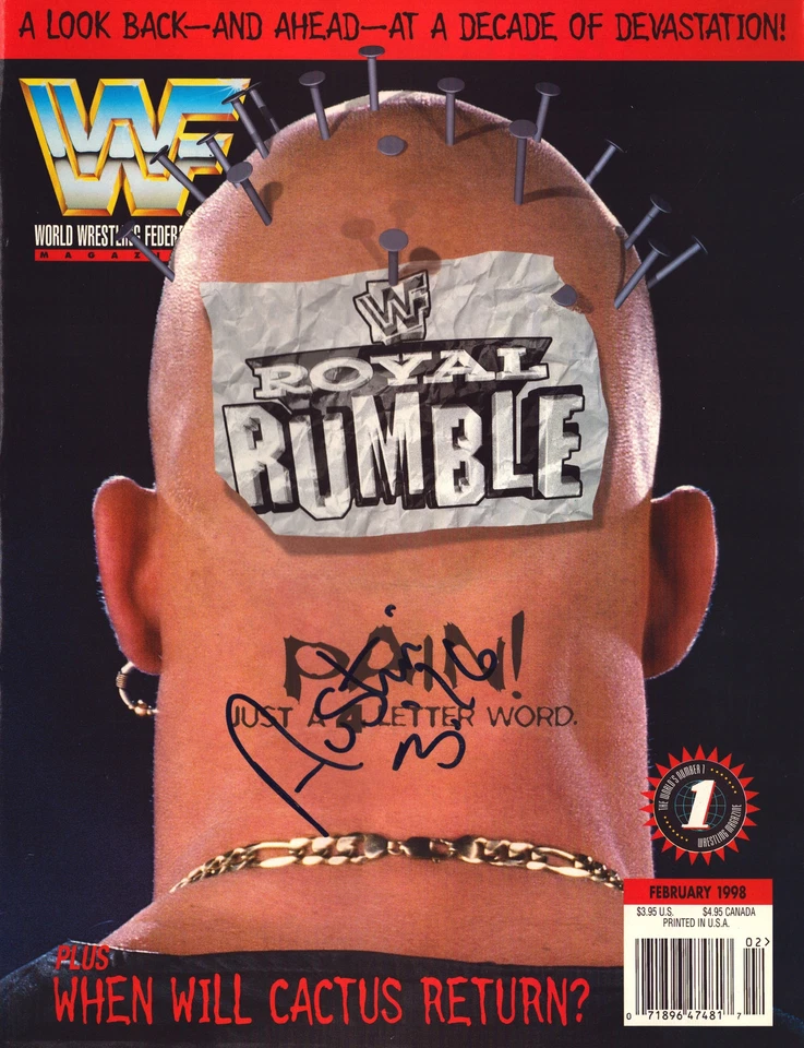 Revista Stone Cold Steve Austin firmada WWF febrero 1998 Foto 1 de 1