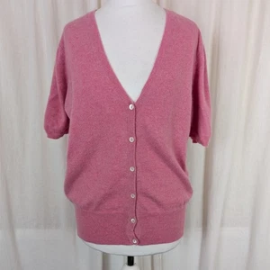 Brora 100% Scottish Cashmere Knit Cardigan Short Sleeve Pink UK 14 - Picture 1 of 16
