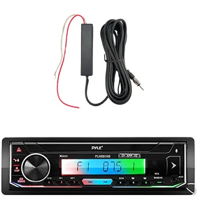 Pyle PLMRB38B Single DIN Boat Bluetooth MP3 Receiver, 12V Amplifier Booster Kit - Image 1 of 3