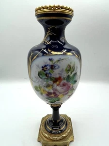Antique French Polychrome Porcelain Vase Gilt Bronze Mounts Romantic Scene 19thC - Picture 1 of 13
