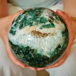 7,04 libbre TOP diaspro oceano naturale geode sfera di quarzo cristallo intagliato a mano guarigione - Foto 1 di 13