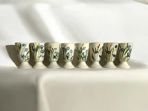 8 Mazagrans En Céramique Décoration Florale Bleu Vintage Tasses Café - Picture 1 of 18