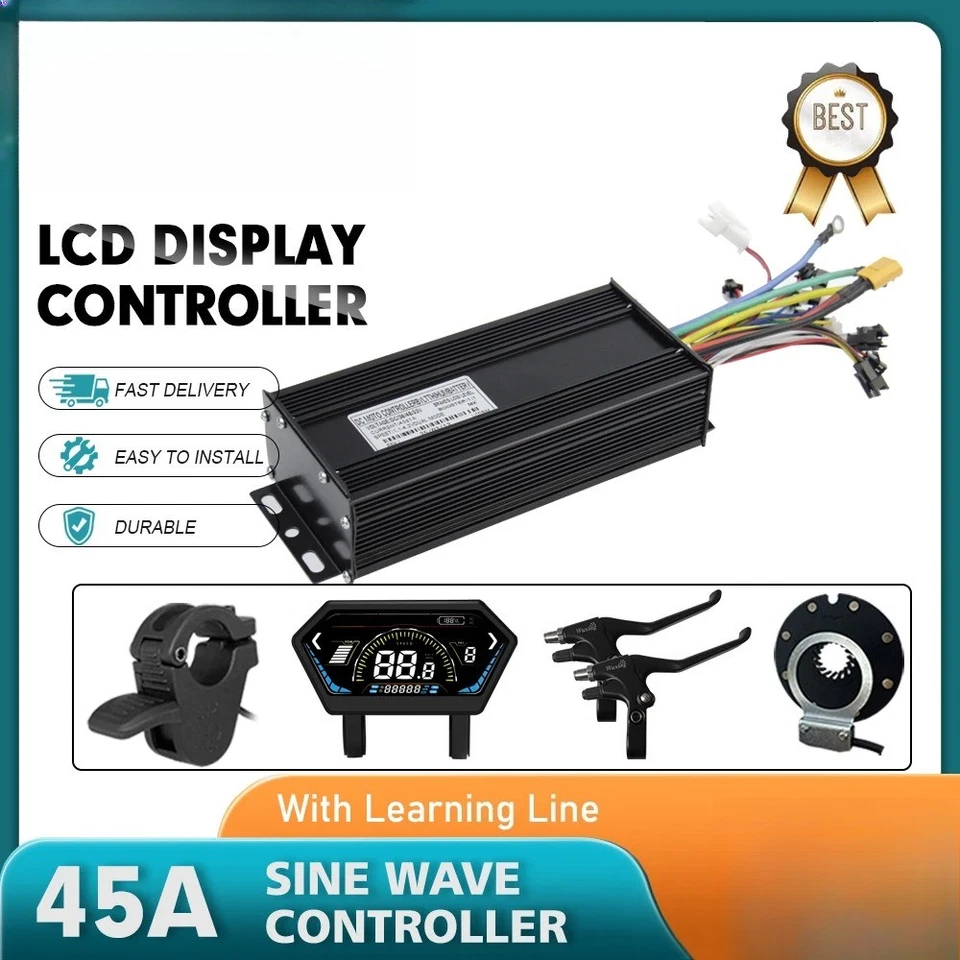 Electric Bike 36/48/52V 45A Sinewave Controller with Color Display for Hub Motor - Image 1 of 4