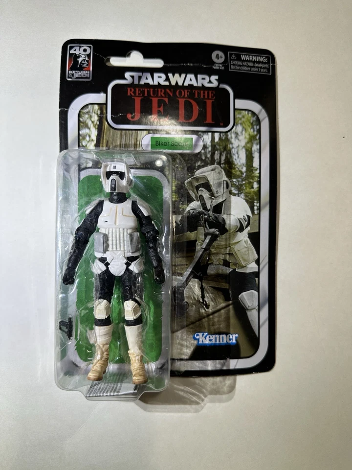 Figura Hasbro Star Wars Serie Negra ROTJ Aniversario Biker Scout 6" Nueva Sellada Foto 1 de 4