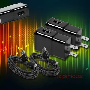 2X 2A TRAVEL ADAPTER+6FT MICRO USB CABLE CHARGER BLACK GALAXY S4 NOTE 2 NEXUS 4 - Photo 1/1