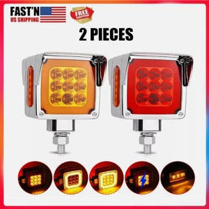 2 Pair LED Dual Face Semi Truck Fender Side Marker Light Brake Turn Signal - Foto 1 di 17