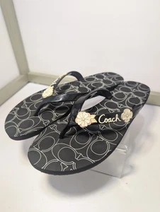 Coach Designer Women's Black Sandals Thongs Flip Flops- Size 8 - Picture 1 of 4