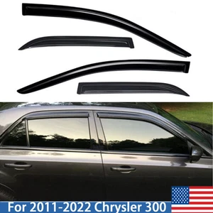 For 2011-2022 Chrysler 300 Dark Black Window Visors Sun Rain Guards Vent Shade - Picture 1 of 14