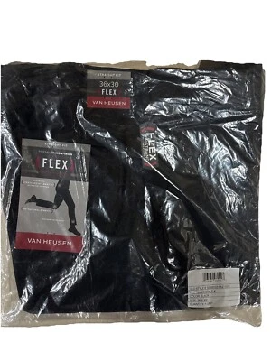 Pantalón Van Heusen Para Hombre Flex Frente Plano Calce Recto Talla 36W x 30L En Negro Foto 1 de 3