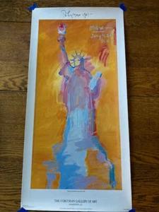Peter Max Statue of Liberty Version Six Orange Background Lithograph Poster - Picture 1 of 8