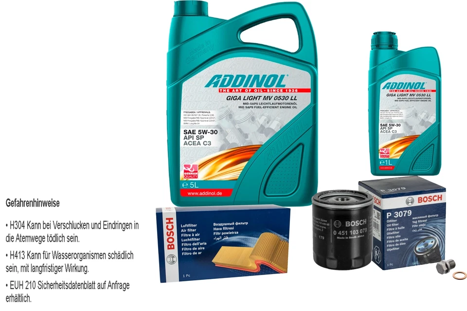 BOSCH Controllo Set 6L ADDINOL GIGA LIGHT MV 5W-30 Per Chevrolet Cruze J300 - Immagine 1 di 1