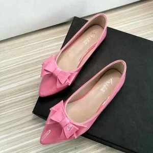 Women Flats Wedding Shoes Red Shoes Female Summer Bowknot Flat Heel Ballet Shoes - Picture 1 of 17