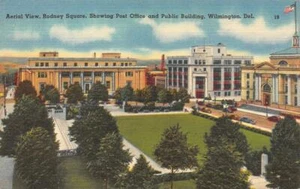 WILMINGTON, DE Delaware RODNEY SQUARE Post Office ~ Public Bldg c1940's Postcard - Bild 1 von 2
