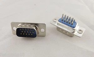 10x D-SUB VGA DB15 15-Pin 3 Rows Male Plug Socket Solder Type Connector Adapter - Picture 1 of 4