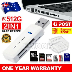 2 In 1 USB 3.0 Card Memory Reader High Speed SD SDHC SDXC Micro Writer Adapter - Picture 1 of 12