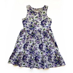 Girls 8 Janie and Jack Sundress Purple Floral Sleeveless Dress Fit Flare Stretch - Picture 1 of 9