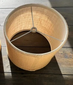 Lamp Shade Drum Burlap Fabric, Spider Type, Beige, Brown, Tan 8-1/4” D x 7-1/4” - Picture 1 of 6